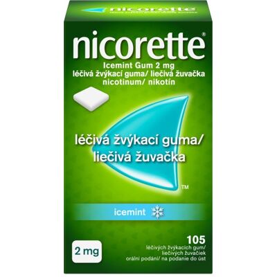 Nicorette Icemint Žvýkačky 2 mg - Odvykání kouření 105 kusů Nicorette Icemint Žvýkačky 2 mg - Odvykání kouření 105 kusů