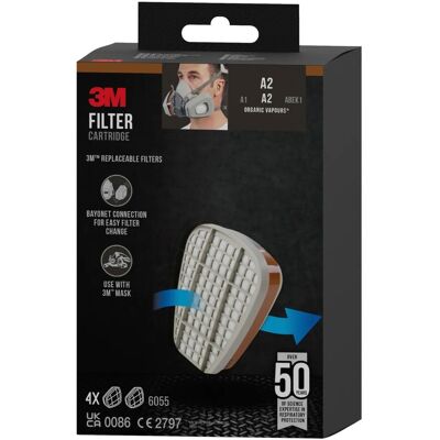 3M A2 Filtry na organické páry 6055-1, 4 páry 3M A2 Filtry na organické páry 6055-1, 4 páry