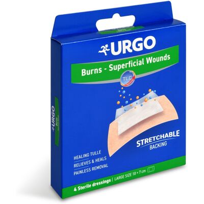 Urgo Burns na popáleniny lipido-koloidní náplast 10 × 7 cm 4 ks Urgo Burns na popáleniny lipido-koloidní náplast 10 × 7 cm 4 ks