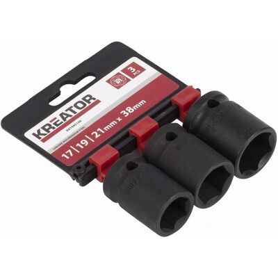 KREATOR 3ks nástrčných hlavic 17-19-21mm 1/2" KRT095100 KREATOR 3ks nástrčných hlavic 17-19-21mm 1/2" KRT095100