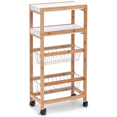 ZELLER Koupelnový regál 2 police, 2 koše, bambus, 40 × 22 × 83 cm, bílý ZELLER Koupelnový regál 2 police, 2 koše, bambus, 40 × 22 × 83 cm, bílý