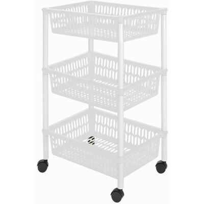 HEIDRUN Regál na kolečkách 40 × 30 × 66 cm košový šedý, 3 patra, plast HEIDRUN Regál na kolečkách 40 × 30 × 66 cm košový šedý, 3 patra, plast