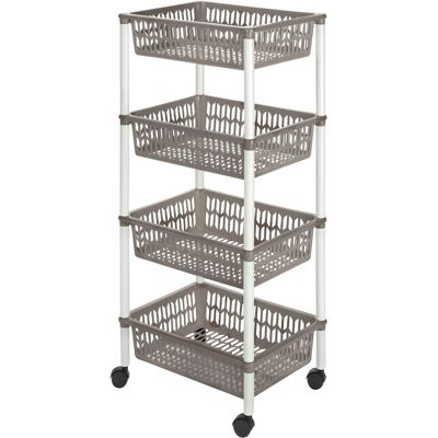 HEIDRUN Regál na kolečkách 40 × 30 × 89 cm košový hnědý, 4 patra, plast HEIDRUN Regál na kolečkách 40 × 30 × 89 cm košový hnědý, 4 patra, plast