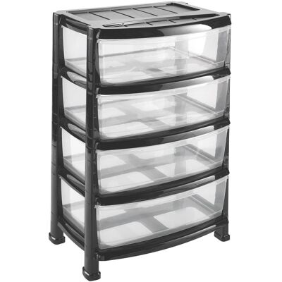HEIDRUN Regál se šuplíky 55 × 40 × 78 cm černý, plast HEIDRUN Regál se šuplíky 55 × 40 × 78 cm černý, plast