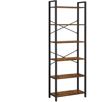 VASAGLE Regál 6 polic vintage, černo-hnědý, 66 × 30 × 186 cm VASAGLE Regál 6 polic vintage, černo-hnědý, 66 × 30 × 186 cm
