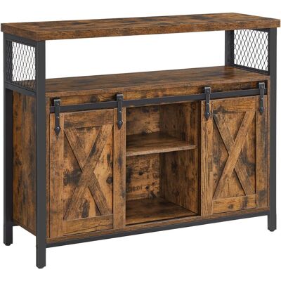 VASAGLE Kuchyňská komoda s posuvnými dveřmi, vintage, černo-hnědý, 33 × 100 × 80 cm VASAGLE Kuchyňská komoda s posuvnými dveřmi, vintage, černo-hnědý, 33 × 100 × 80 cm
