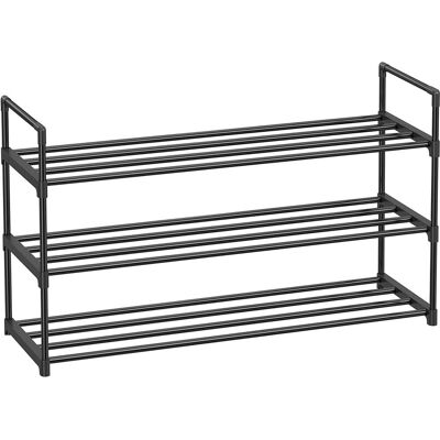 Songmics Botník třípatrový, kovový, černý, 30 × 92 × 54 cm Songmics Botník třípatrový, kovový, černý, 30 × 92 × 54 cm