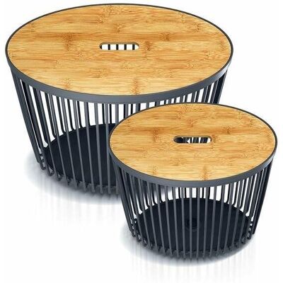 Prosperplast Set 2 univerzálních oválných košů s bambusovými víky CLUBO, 30 + 55l, antracit Prosperplast Set 2 univerzálních oválných košů s bambusovými víky CLUBO, 30 + 55l, antracit
