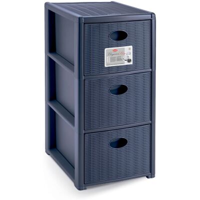 Stefanplast Úložný plastový regál Elegance Slim, 3 zásuvky, modrý Stefanplast Úložný plastový regál Elegance Slim, 3 zásuvky, modrý