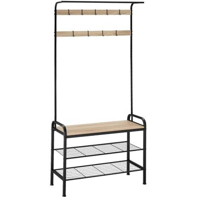 Tectake Věšák s botníkem, 85,5×36×184cm, Industrial světlé dřevo, dub Sonoma Tectake Věšák s botníkem, 85,5×36×184cm, Industrial světlé dřevo, dub Sonoma