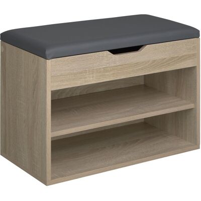 tectake Lavička na boty Jasmina s podsedákem 60 × 30 × 43,5 cm dub matný tectake Lavička na boty Jasmina s podsedákem 60 × 30 × 43,5 cm dub matný