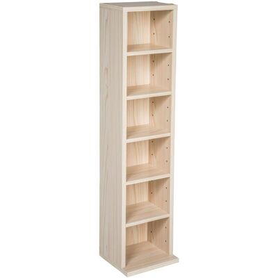 Tectake Stojan se 6 policemi na 102 CD, 90 × 21 × 20 cm - buk Tectake Stojan se 6 policemi na 102 CD, 90 × 21 × 20 cm - buk