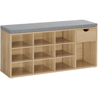 TEXTILOMANIE Weso Sonoma Botník s lavicí s šedým sedákem a zásuvkou 104 × 30 × 48 cm TEXTILOMANIE Weso Sonoma Botník s lavicí s šedým sedákem a zásuvkou 104 × 30 × 48 cm
