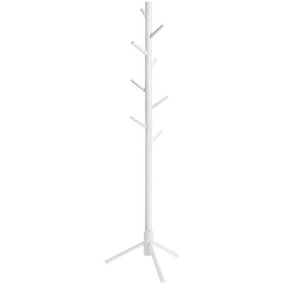 VASAGLE Stojanový věšák dřevěný bílý 8 háčků 47 × 47 × 175 cm VASAGLE Stojanový věšák dřevěný bílý 8 háčků 47 × 47 × 175 cm