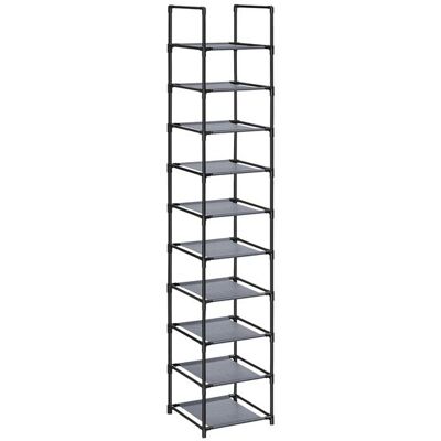 SONGMICS Botník 10 polic, textilní police, 3 × 33 × 173 cm, šedý SONGMICS Botník 10 polic, textilní police, 3 × 33 × 173 cm, šedý