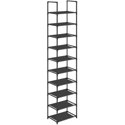SONGMICS Botník 10 polic, textilní police, černý 33 × 33 × 173 cm SONGMICS Botník 10 polic, textilní police, černý 33 × 33 × 173 cm