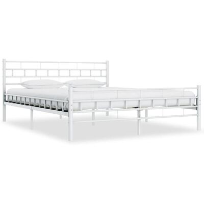 vidaXL Postel s čelem bílá 160x200 cm Kov - Postel vidaXL Postel s čelem bílá 160x200 cm Kov - Postel
