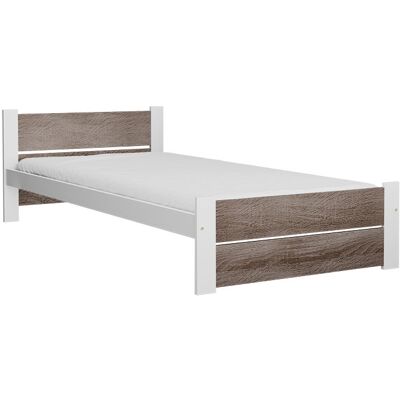 Textilomanie Postel Ikaros Double 90 × 200 cm, bílá/dub lanýž, lamelový rošt + matrace Deluxe 10 cm Textilomanie Postel Ikaros Double 90 × 200 cm, bílá/dub lanýž, lamelový rošt + matrace Deluxe 10 cm