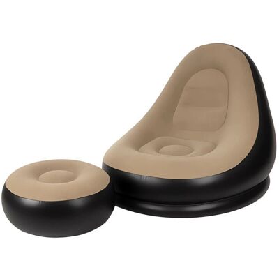 Gardlov 25365 Nafukovací relaxační křeslo s podnožkou, černohnědé Gardlov 25365 Nafukovací relaxační křeslo s podnožkou, černohnědé