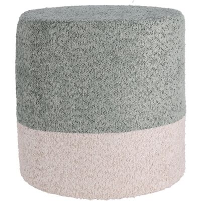Home Styling Collection, Kulatý čalouněný puf ve dvou barvách boucle, 34 × 35 cm, modrý Home Styling Collection, Kulatý čalouněný puf ve dvou barvách boucle, 34 × 35 cm, modrý