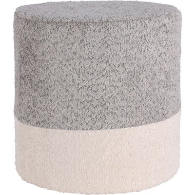 Home Styling Collection, Kulatý čalouněný puf ve dvou barvách boucle, 34 × 35 cm, šedý Home Styling Collection, Kulatý čalouněný puf ve dvou barvách boucle, 34 × 35 cm, šedý