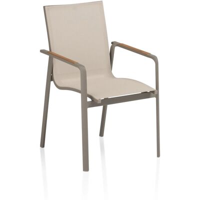 Kettler Diamond Hliníkové křeslo s teakovými područkami, taupe/béžové Kettler Diamond Hliníkové křeslo s teakovými područkami, taupe/béžové