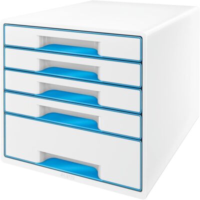 LEITZ WOW CUBE, 5 zásuvek, bílo-modrá LEITZ WOW CUBE, 5 zásuvek, bílo-modrá