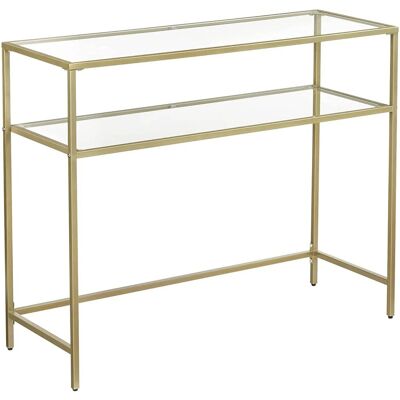 VASAGLE Zlatý, skleněný stolek s elegantním designem, 100 × 35 × 80 cm VASAGLE Zlatý, skleněný stolek s elegantním designem, 100 × 35 × 80 cm