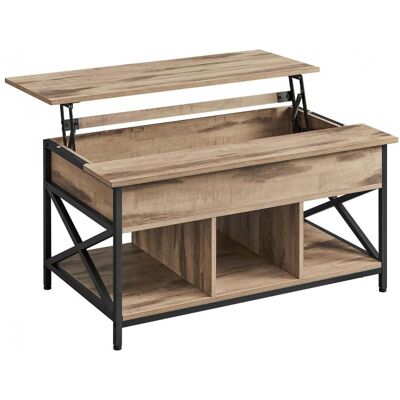 Hnědý konferenční stolek s otevřeným a skrytým úložným prostorem - 95x60x48/62 cm Hnědý konferenční stolek s otevřeným a skrytým úložným prostorem - 95x60x48/62 cm
