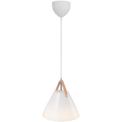 Bjørn + Balle Strap 27cm Visící lampa - Kulaté bílé sklo a kůže Bjørn + Balle Strap 27cm Visící lampa - Kulaté bílé sklo a kůže