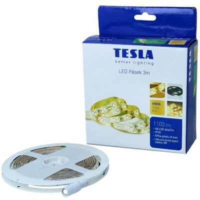 Tesla Lighting Tesla LED pásek, 60LED/ m, délka 3 m + 1,5 m, 8 mm, 3000 K, SMD2835, IP20 Tesla Lighting Tesla LED pásek, 60LED/ m, délka 3 m + 1,5 m, 8 mm, 3000 K, SMD2835, IP20
