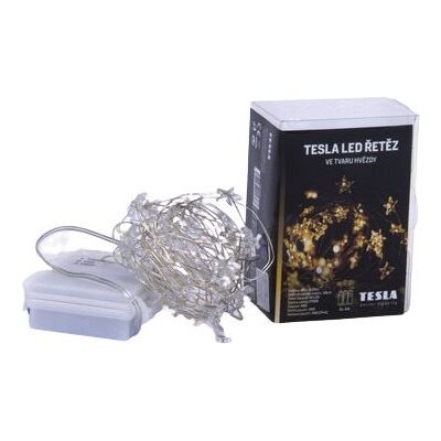 Tesla Lighting Tesla - dekorativní nano řetěz Hvězda 1,5cm, 50LED, 2700K, 5m +30cm, 3x AA baterie, časovač, IP44 Tesla Lighting Tesla - dekorativní nano řetěz Hvězda 1,5cm, 50LED, 2700K, 5m +30cm, 3x AA baterie, časovač, IP44