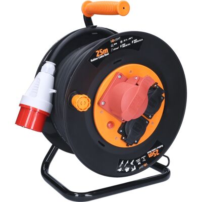 Solight venkovní prodlužovací přívod na bubnu, venkovní, 400V + 230V, 25m, gumový kabel 3x1,5mm2, IP Solight venkovní prodlužovací přívod na bubnu, venkovní, 400V + 230V, 25m, gumový kabel 3x1,5mm2, IP