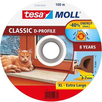 TESAMOLL Gumové těsnění, hnědé, na okna a dveře, D profil, buben 100m TESAMOLL Gumové těsnění, hnědé, na okna a dveře, D profil, buben 100m