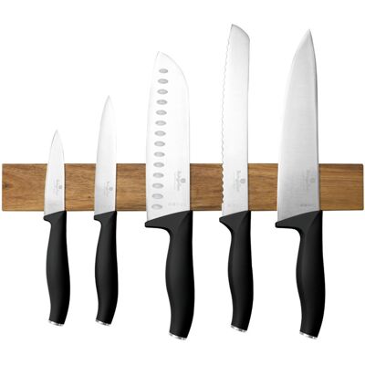 BerlingerHaus Matte Black Collection Sada nožů s magnetickým držákem z akátového dřeva 6 ks BerlingerHaus Matte Black Collection Sada nožů s magnetickým držákem z akátového dřeva 6 ks