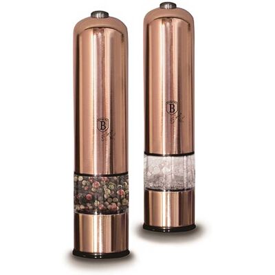 BERLINGERHAUS Mlýnek na pepř a sůl elektrický, sada 2 ks Rosegold Metallic Line oblý BERLINGERHAUS Mlýnek na pepř a sůl elektrický, sada 2 ks Rosegold Metallic Line oblý