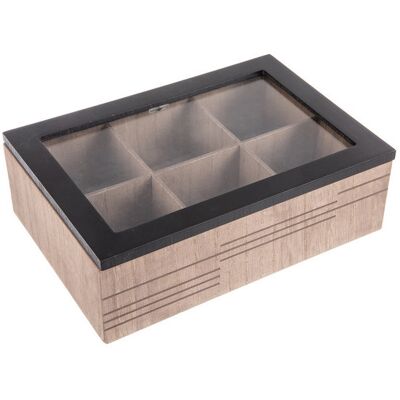 Orion LINE Kazeta na čajové sáčky 24 × 16,5 × 7,5 cm dřevo/sklo Orion LINE Kazeta na čajové sáčky 24 × 16,5 × 7,5 cm dřevo/sklo