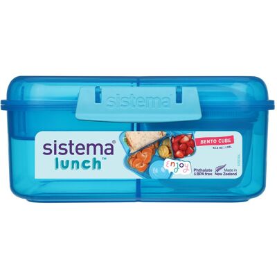Sistema Tříkomorová krabička s nádobou na jogurt a 2 tácky 1,25 l, modrá Sistema Tříkomorová krabička s nádobou na jogurt a 2 tácky 1,25 l, modrá