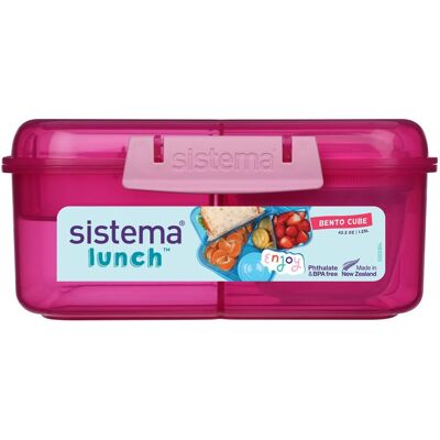 Sistema Tříkomorová krabička s nádobou na jogurt a 2 tácky 1,25 l, růžová Sistema Tříkomorová krabička s nádobou na jogurt a 2 tácky 1,25 l, růžová