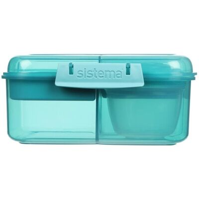 Sistema Bento Cube tříkomorová krabička s nádobou na jogurt a 2 tácky 1,25 l, zelená Sistema Bento Cube tříkomorová krabička s nádobou na jogurt a 2 tácky 1,25 l, zelená