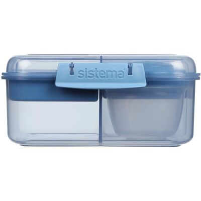 Sistema Bento Cube tříkomorová krabička s nádobou na jogurt a 2 tácky 1,25 l, modrá Sistema Bento Cube tříkomorová krabička s nádobou na jogurt a 2 tácky 1,25 l, modrá