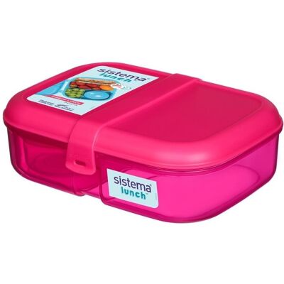 Sistema Ribbon Lunch To Go Tříkomorová krabička na oběd s nádobou na jogurt 1,1 l, růžová Sistema Ribbon Lunch To Go Tříkomorová krabička na oběd s nádobou na jogurt 1,1 l, růžová