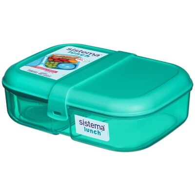 Sistema Ribbon Lunch To Go Tříkomorová krabička na oběd s nádobou na jogurt 1,1 l, zelená mátová Sistema Ribbon Lunch To Go Tříkomorová krabička na oběd s nádobou na jogurt 1,1 l, zelená mátová