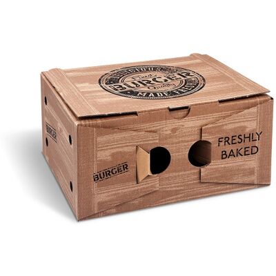 Wimex Burger box s potiskem 210 × 160 × 100 mm, 2dílný, kraft - 100 ks Wimex Burger box s potiskem 210 × 160 × 100 mm, 2dílný, kraft - 100 ks