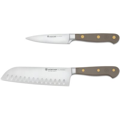 Wüsthof Sada 2 nožů CLASSIC COLOR Velvet Oyster Santoku a na zeleninu Wüsthof Sada 2 nožů CLASSIC COLOR Velvet Oyster Santoku a na zeleninu