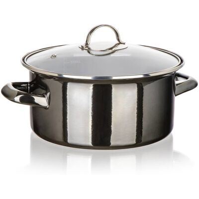 BANQUET METALLIC Black Hrnec smaltovaný 22 cm 3,7 l s poklicí BANQUET METALLIC Black Hrnec smaltovaný 22 cm 3,7 l s poklicí