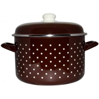 Metalac Hluboký smaltovaný hrnec Standard s poklicí, hnědý puntík, 20 cm, 4 l Metalac Hluboký smaltovaný hrnec Standard s poklicí, hnědý puntík, 20 cm, 4 l
