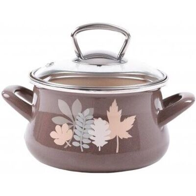 Metalac Hluboký hrnec Elegant se skleněnou poklicí, lístky (šedé), 20 cm, 4 l Metalac Hluboký hrnec Elegant se skleněnou poklicí, lístky (šedé), 20 cm, 4 l