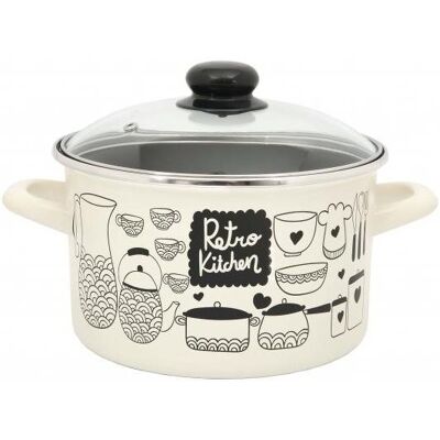 Metalac Hluboký kónický smaltovaný hrnec s poklicí Retro Kitchen, 16 cm, 2 l Metalac Hluboký kónický smaltovaný hrnec s poklicí Retro Kitchen, 16 cm, 2 l