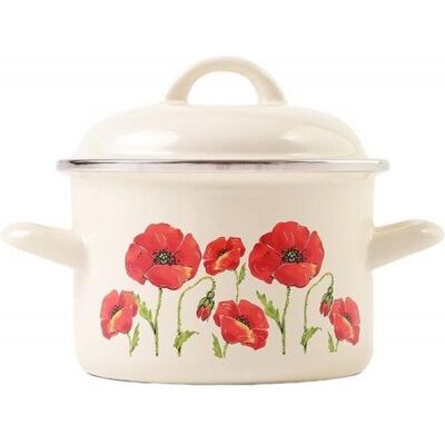 Metalac Hluboký smaltovaný hrnec s poklicí, mák, 18 cm, 3 l Metalac Hluboký smaltovaný hrnec s poklicí, mák, 18 cm, 3 l